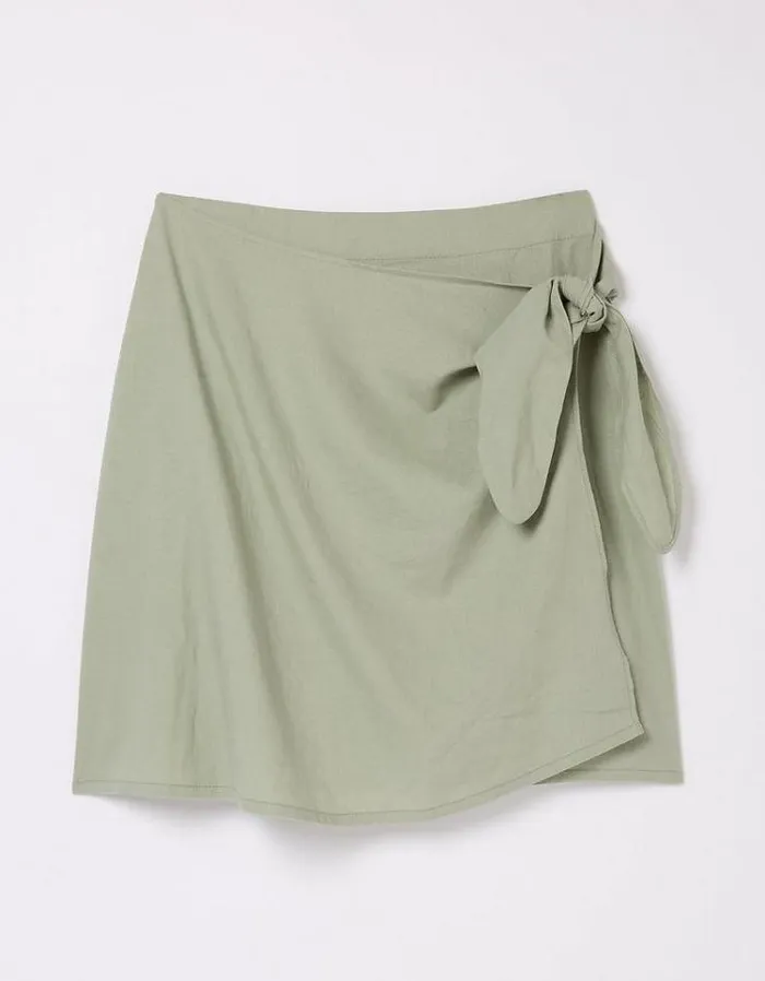Women FatFace Linen Edit Mia Linen Blend Skirt Green