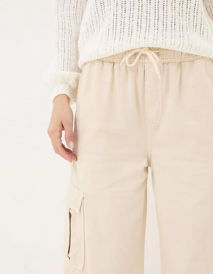 Women FatFace Pants and Leggings Carter Cargo Wide Leg Pants Washed Cream