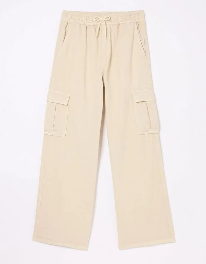 Women FatFace Pants and Leggings Carter Cargo Wide Leg Pants Washed Cream