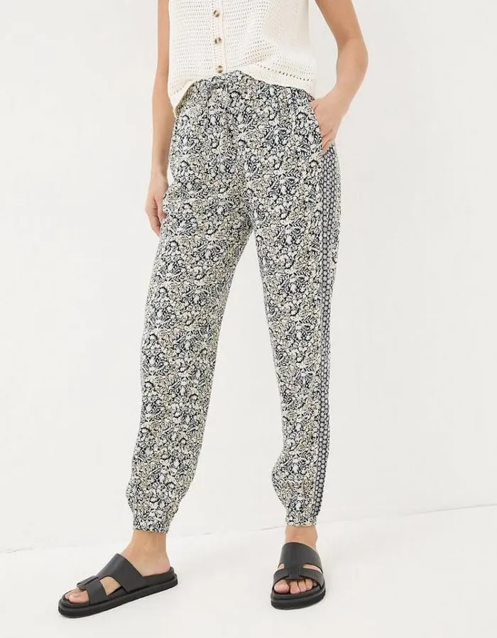Women FatFace Pants and Leggings Lyme Inlay Floral Pants Black