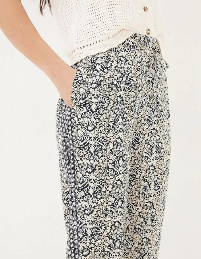 Women FatFace Pants and Leggings Lyme Inlay Floral Pants Black