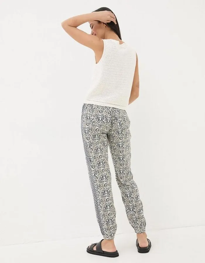Women FatFace Pants and Leggings Lyme Inlay Floral Pants Black