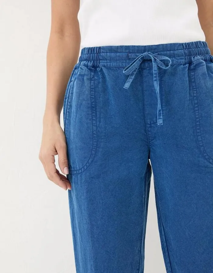 Women FatFace Pants and Leggings Lyme Linen Blend Joggers Blue