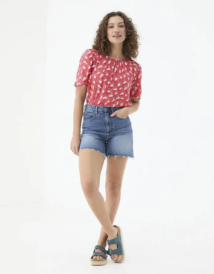 Women FatFace Shirts and Blouses Lyndy Strawberry Blouse Tomato Red