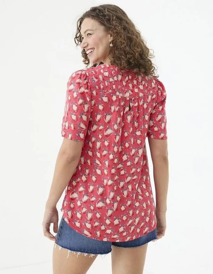 Women FatFace Shirts and Blouses Lyndy Strawberry Blouse Tomato Red