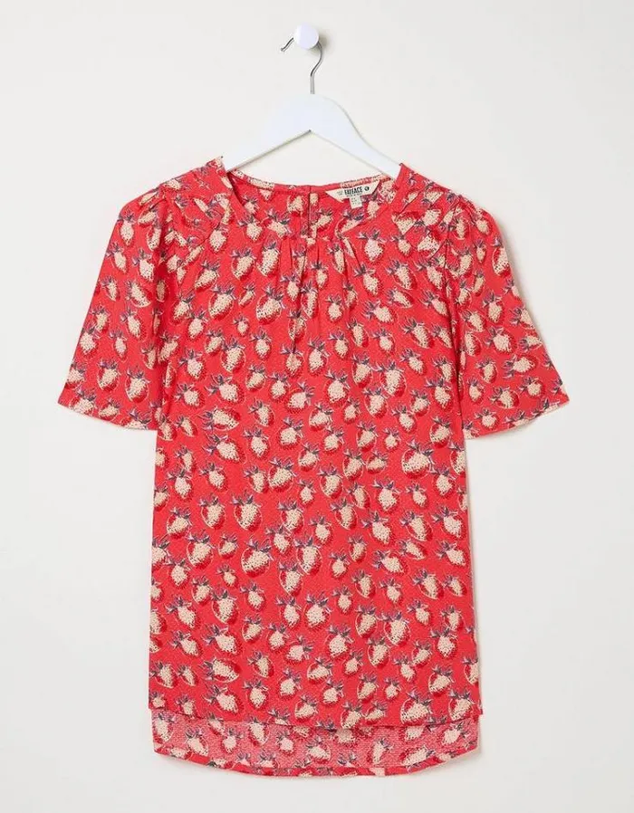 Women FatFace Shirts and Blouses Lyndy Strawberry Blouse Tomato Red