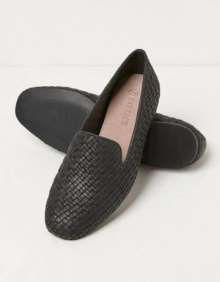 Women FatFace Shoes Aila Woven Ballerina Slippers Black