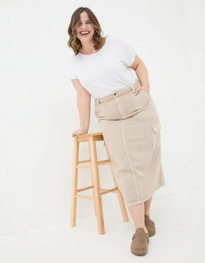 Women FatFace Skirts Candace Cargo Midi Skirt Stone