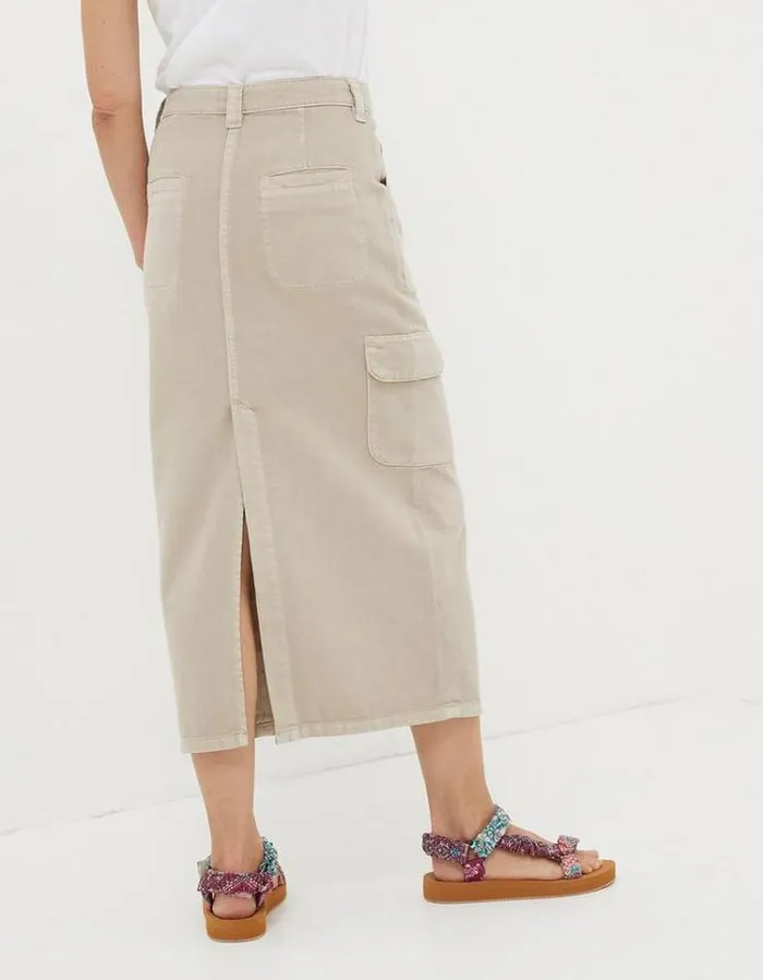 Women FatFace Skirts Candace Cargo Midi Skirt Stone