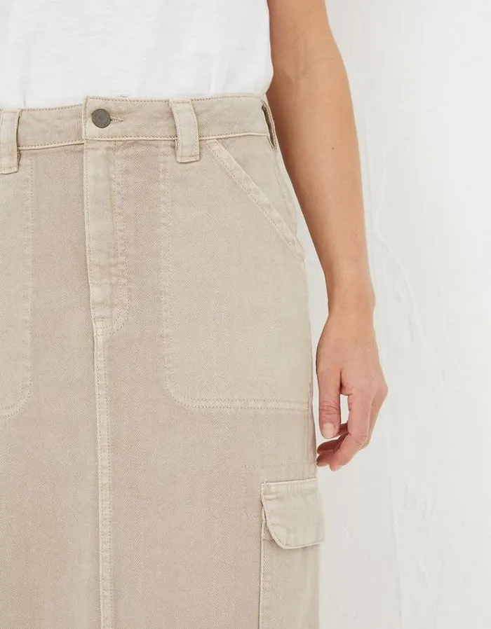 Women FatFace Skirts Candace Cargo Midi Skirt Stone