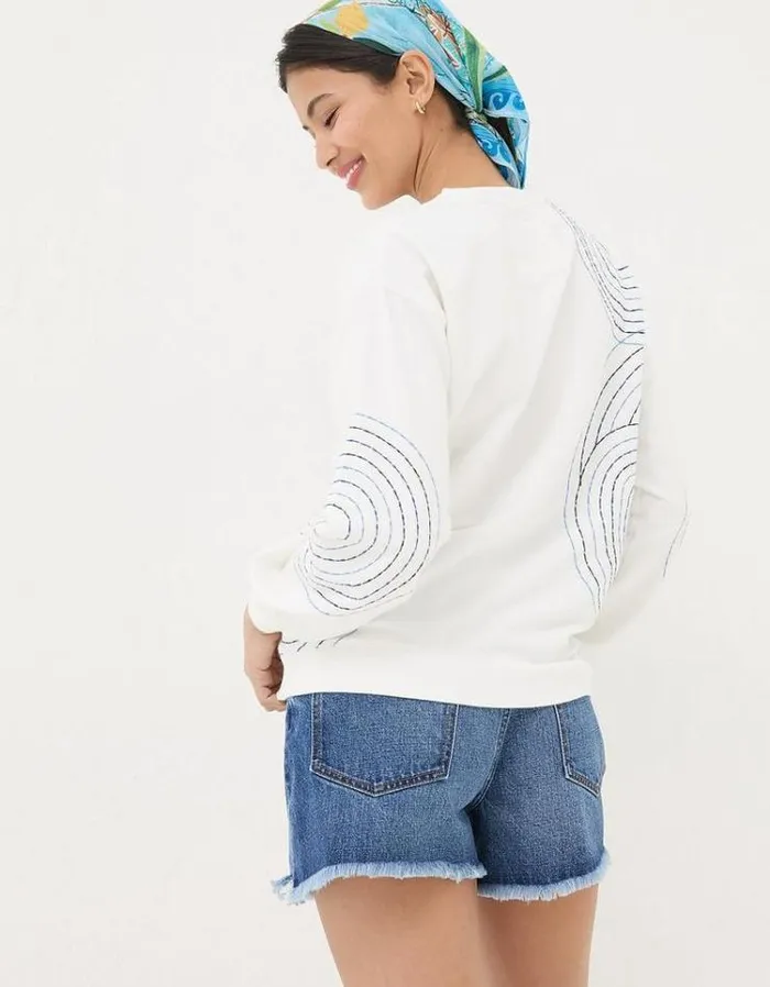 Women FatFace Sweatshirts and Hoodies Alex Embroidered Sweatshirt Ivory