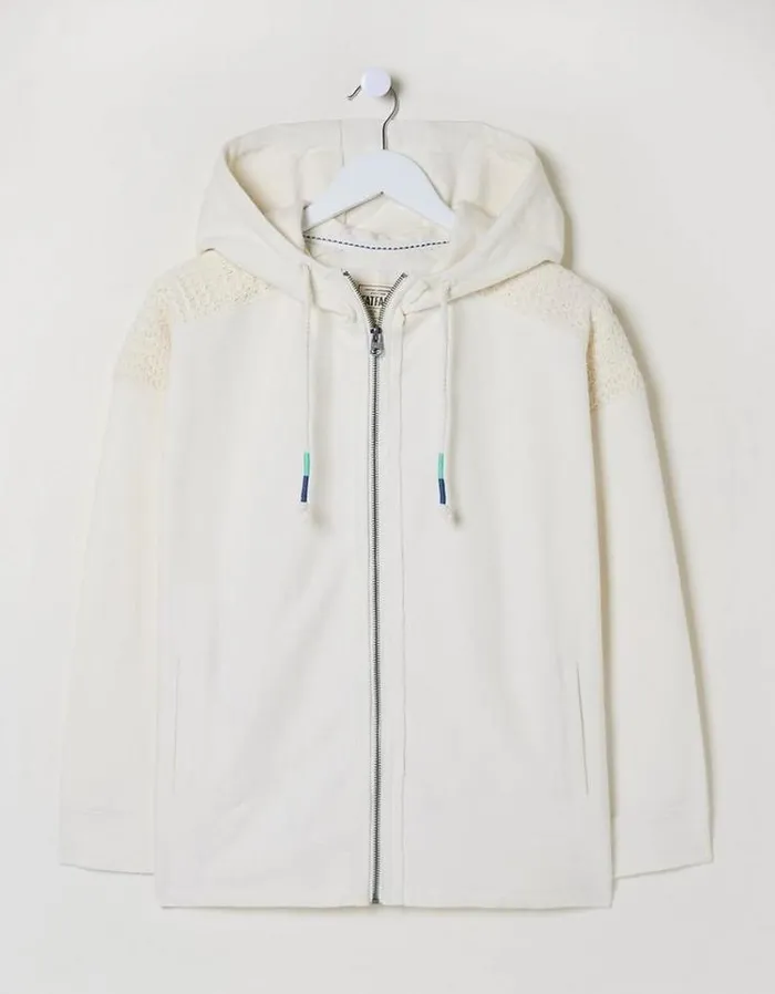 Women FatFace Sweatshirts and Hoodies Layla Zip Through Hoodie Ivory