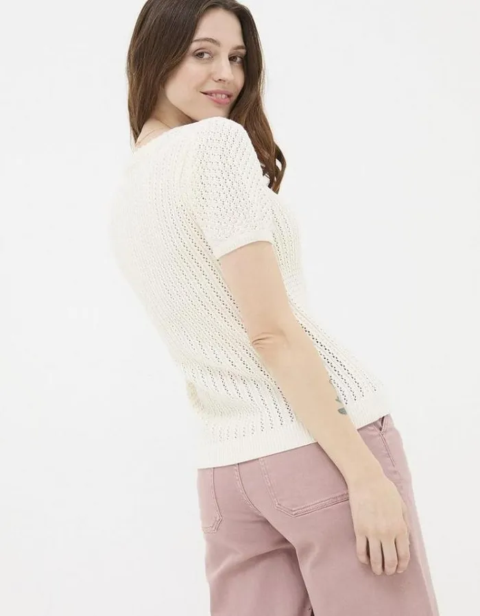 Women FatFace Tops and TShirts Ava Stitch T Shirt Ivory