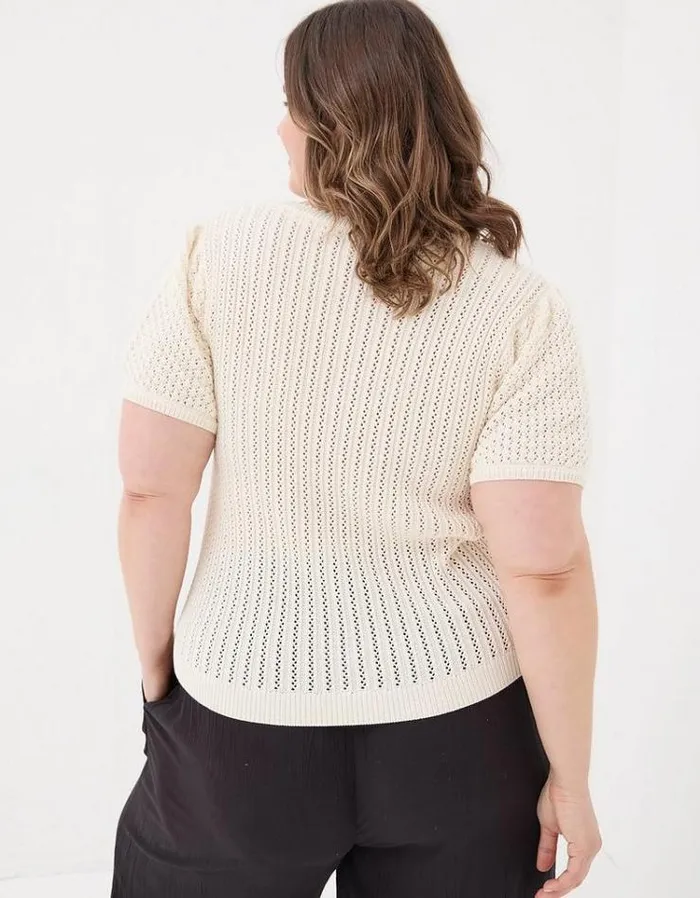 Women FatFace Tops and TShirts Ava Stitch T Shirt Ivory