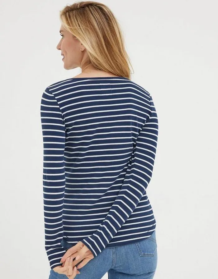 Women FatFace Tops and TShirts Breton TShirt Navy