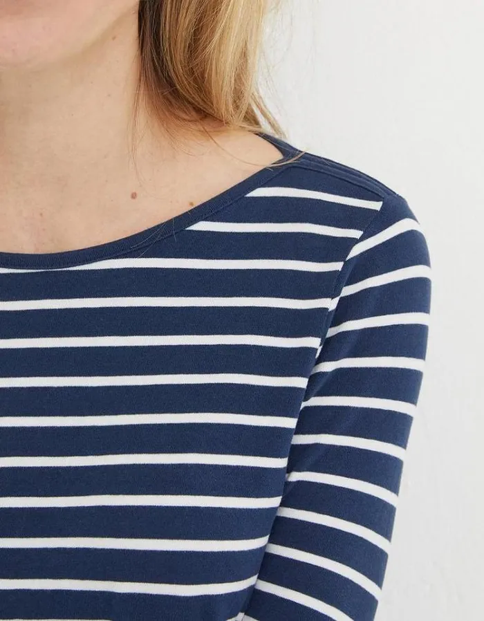 Women FatFace Tops and TShirts Breton TShirt Navy