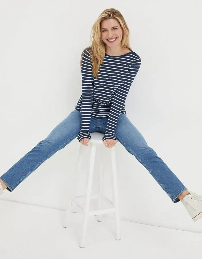 Women FatFace Tops and TShirts Breton TShirt Navy