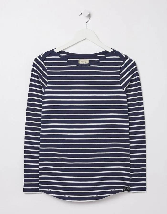 Women FatFace Tops and TShirts Breton TShirt Navy