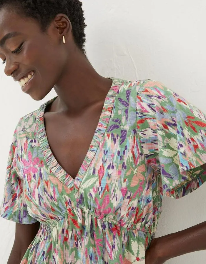 Women FatFace Tops and TShirts Frankie Expressive Floral Top Green