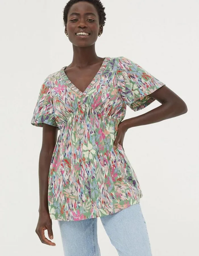 Women FatFace Tops and TShirts Frankie Expressive Floral Top Green