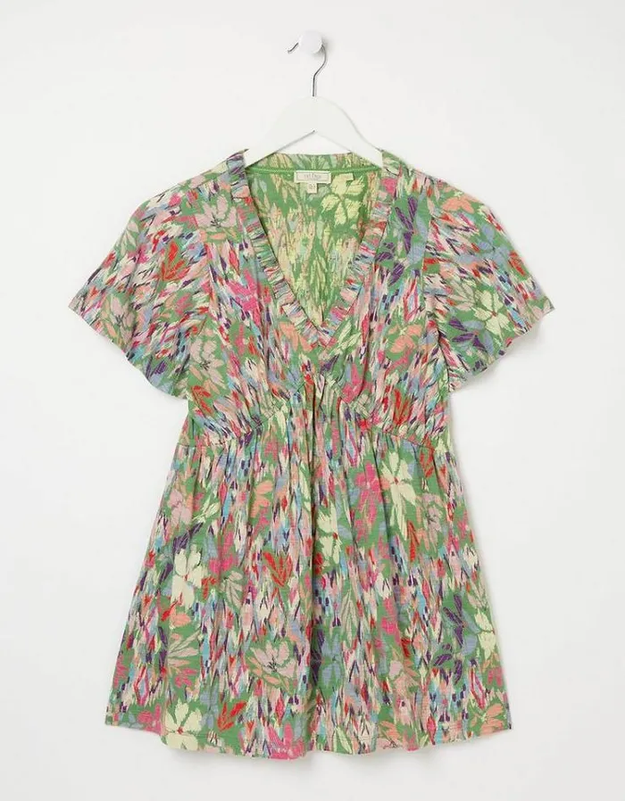 Women FatFace Tops and TShirts Frankie Expressive Floral Top Green