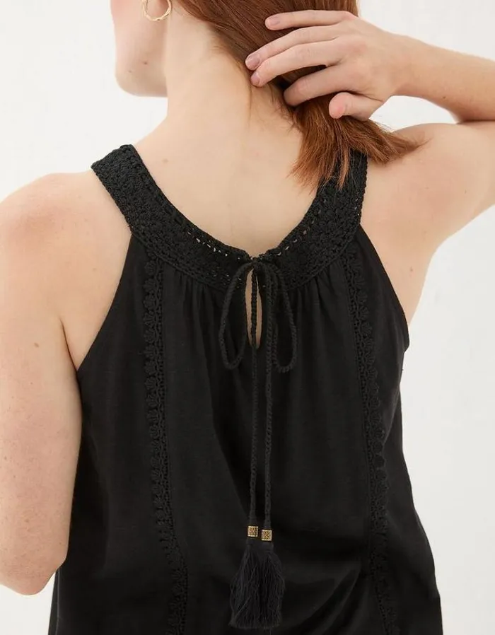 Women FatFace Tops and TShirts Nancy Crochet Vest Black