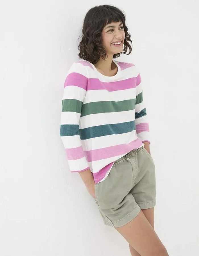 Women FatFace Tops and TShirts Natalie ThreeQuarter TShirt Pink