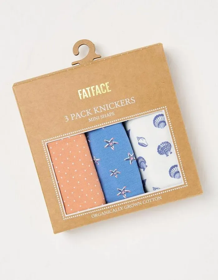 Women FatFace Underwear Socks and Tights 3 Pack Sea Creature Mini Knickers Multi