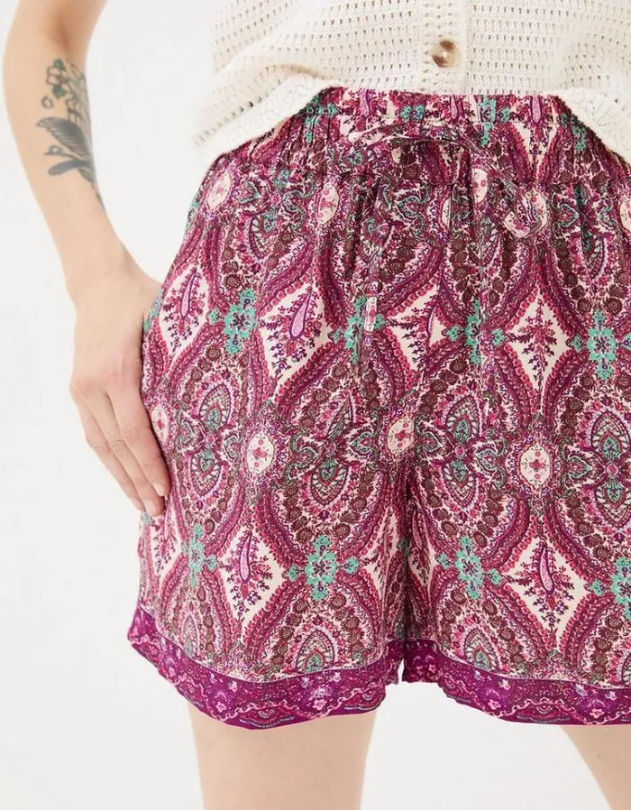 Women FatFace Vacation Shop Detail Paisley Flippy Shorts Multi