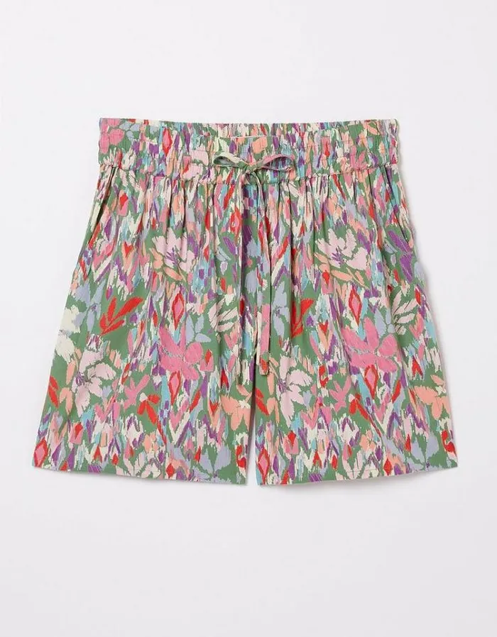 Women FatFace Vacation Shop Expressive Floral Flippy Shorts Light Green
