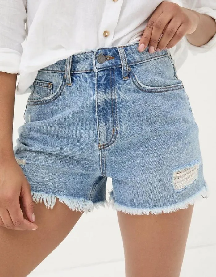 Women FatFace Vacation Shop Holywell Denim Cut Off Shorts Light Denim Blue