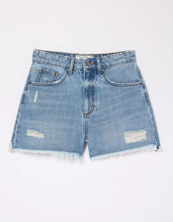 Women FatFace Vacation Shop Holywell Denim Cut Off Shorts Light Denim Blue