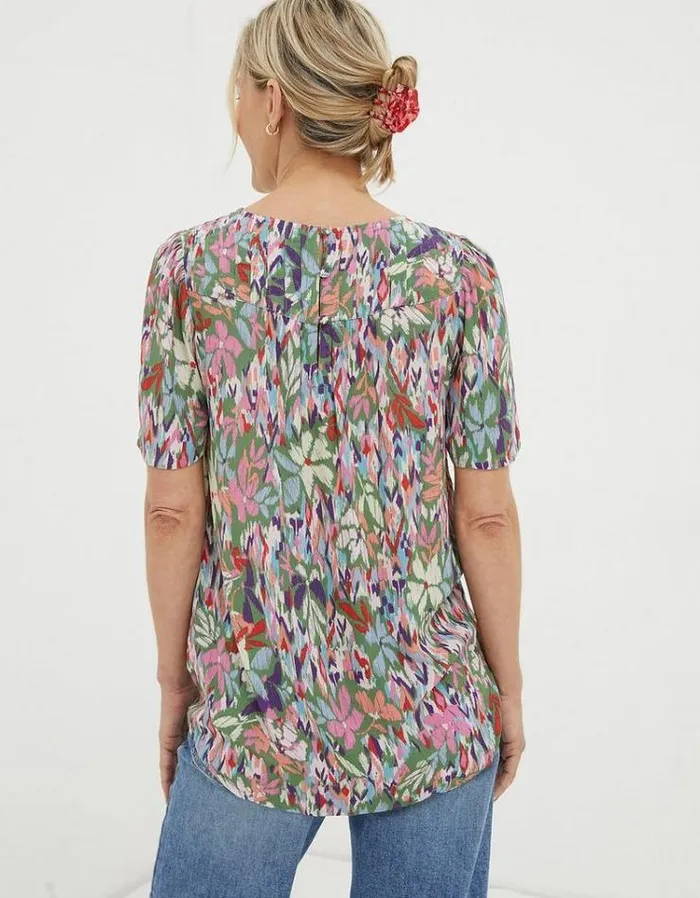 Women FatFace Vacation Shop Lyndy Expressive Floral Blouse Light Green