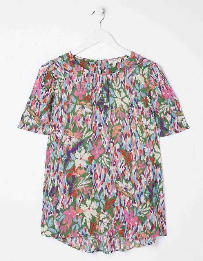 Women FatFace Vacation Shop Lyndy Expressive Floral Blouse Light Green