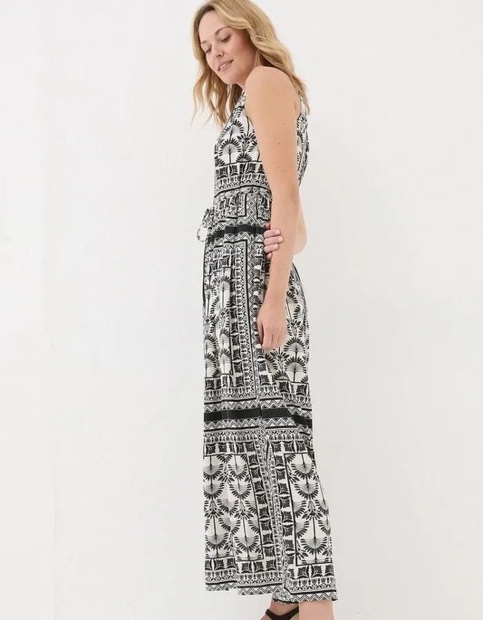 Women FatFace Vacation Shop Maya Palace Scarf Maxi Dress Black