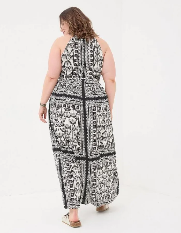 Women FatFace Vacation Shop Maya Palace Scarf Maxi Dress Black