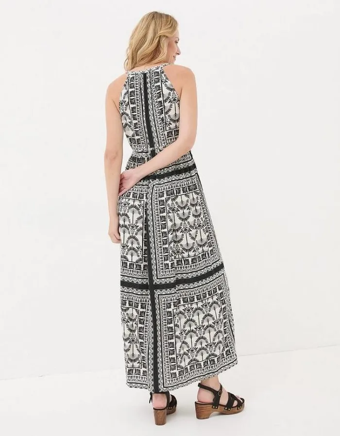 Women FatFace Vacation Shop Maya Palace Scarf Maxi Dress Black