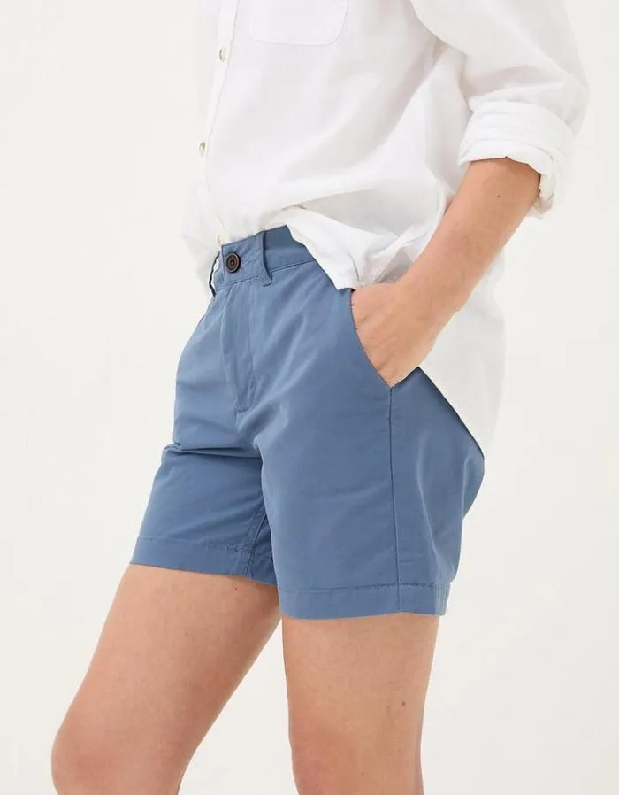 Women FatFace Vacation Shop Padstow Chino Shorts Chambray Blue