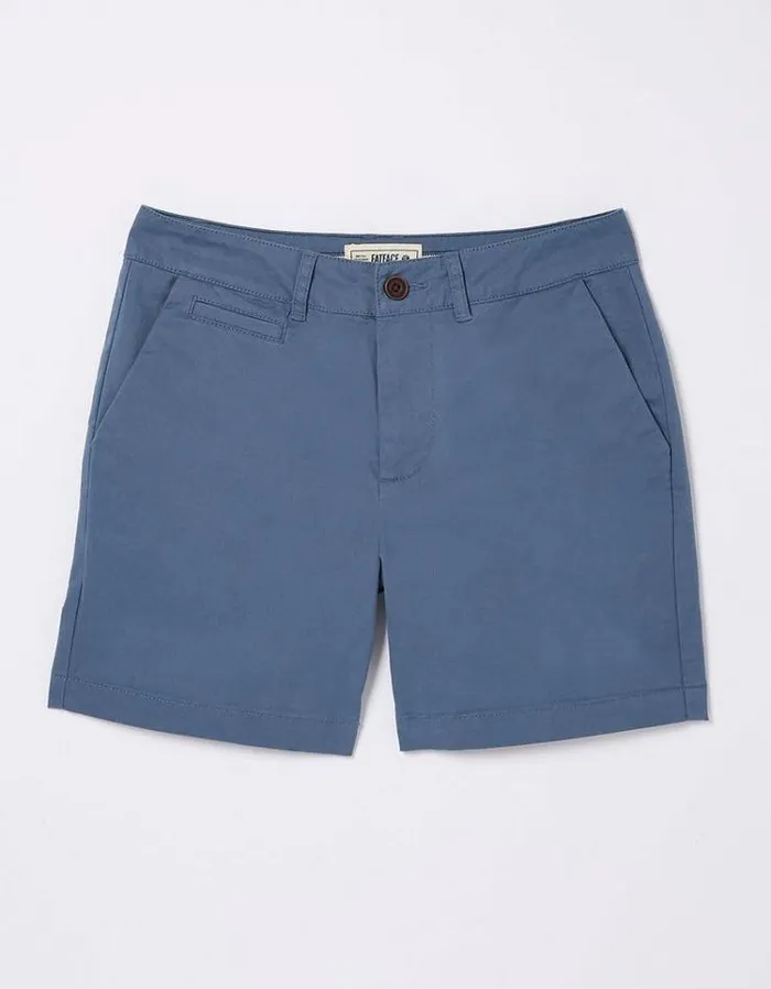 Women FatFace Vacation Shop Padstow Chino Shorts Chambray Blue