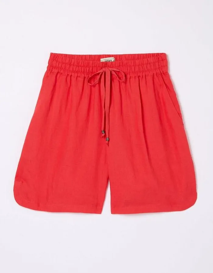 Women FatFace Vacation Shop Tenby Linen Shorts Tomato Red