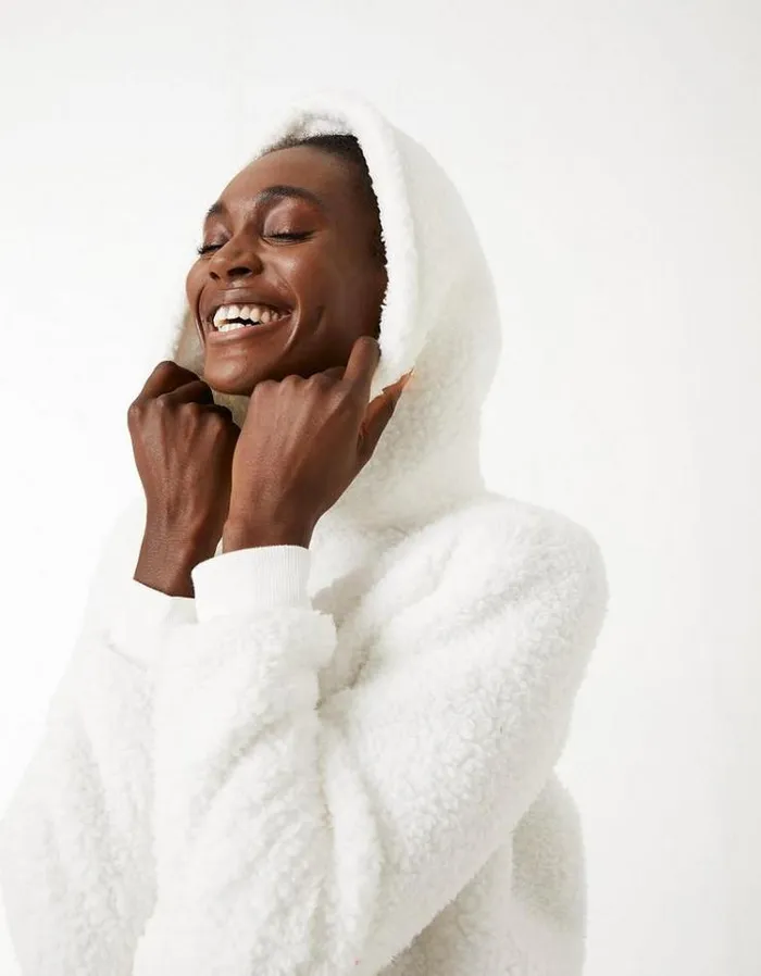 Women FatFace Women039s Sale Borg Snuggle Hoodie Ivory