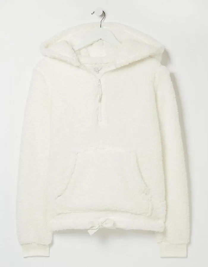 Women FatFace Women039s Sale Borg Snuggle Hoodie Ivory
