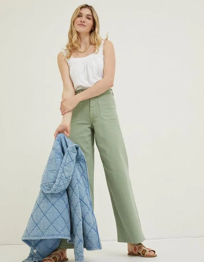 Women FatFace Women039s Sale Cassie Wide Leg Jeans Green