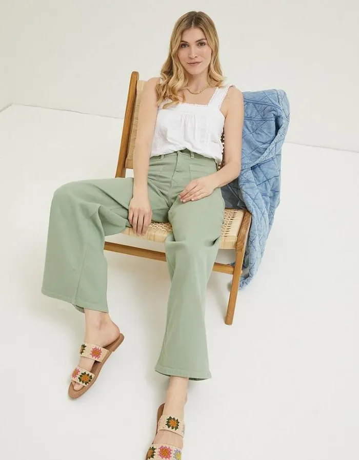 Women FatFace Women039s Sale Cassie Wide Leg Jeans Green