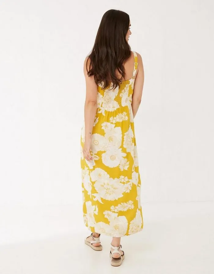 Women FatFace Women039s Sale Corey Linear Bloom Maxi Sundress Mid Yellow