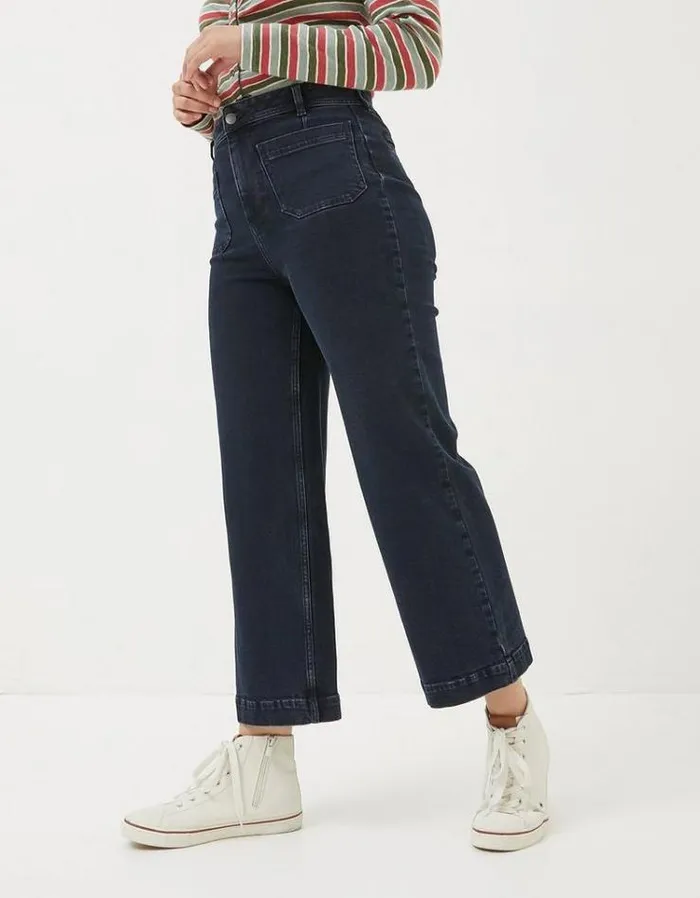 Women FatFace Women039s Sale Keswick Wide Leg Crop Jeans Dark Denim Blue