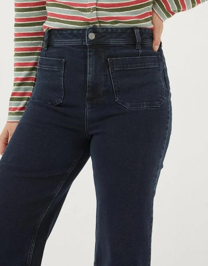 Women FatFace Women039s Sale Keswick Wide Leg Crop Jeans Dark Denim Blue