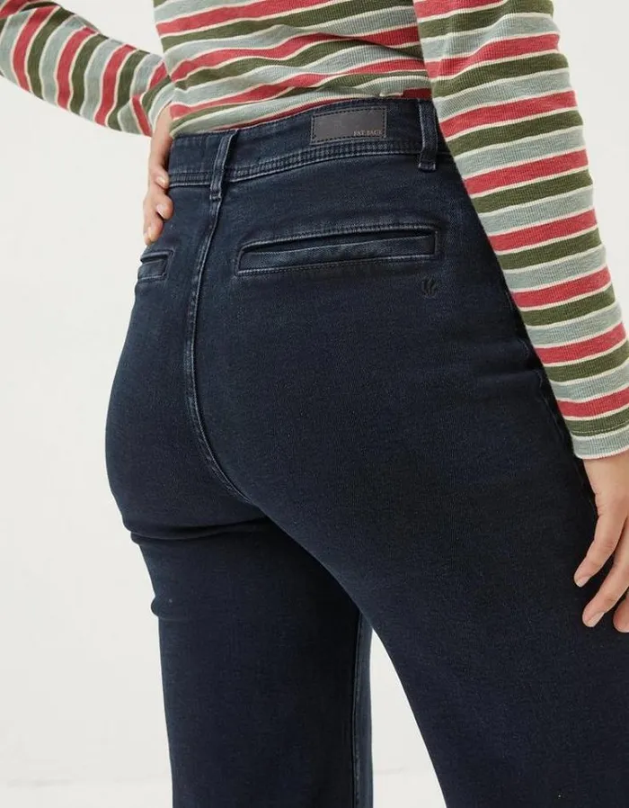 Women FatFace Women039s Sale Keswick Wide Leg Crop Jeans Dark Denim Blue