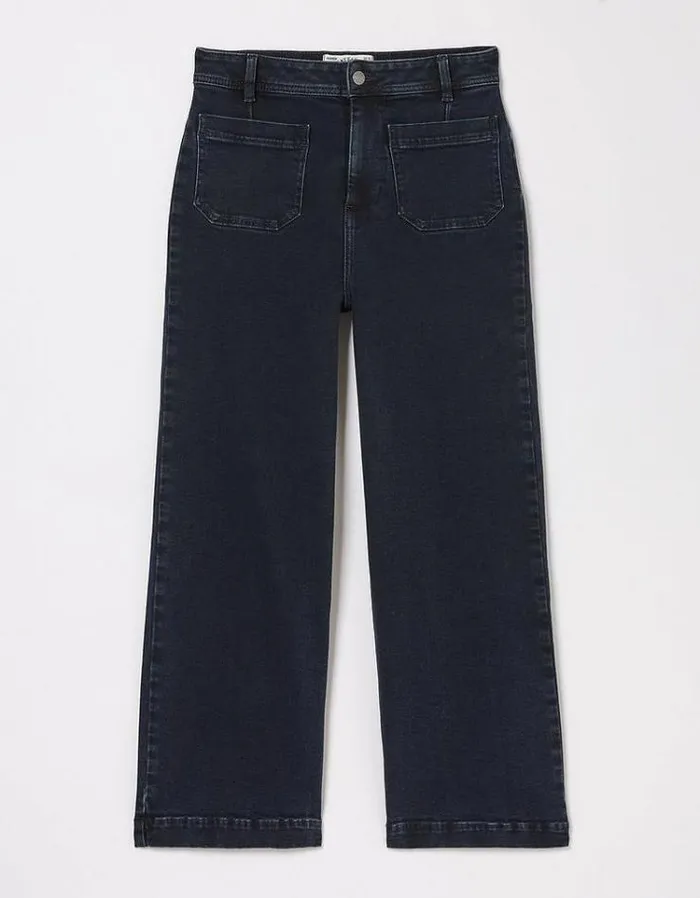 Women FatFace Women039s Sale Keswick Wide Leg Crop Jeans Dark Denim Blue