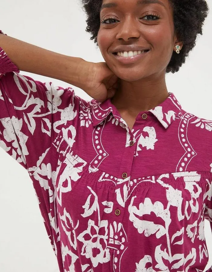 Women FatFace Women039s Sale Sadie Wallpaper Shirt Purple